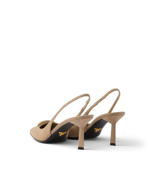 Prada White Suede Slingback Pumps