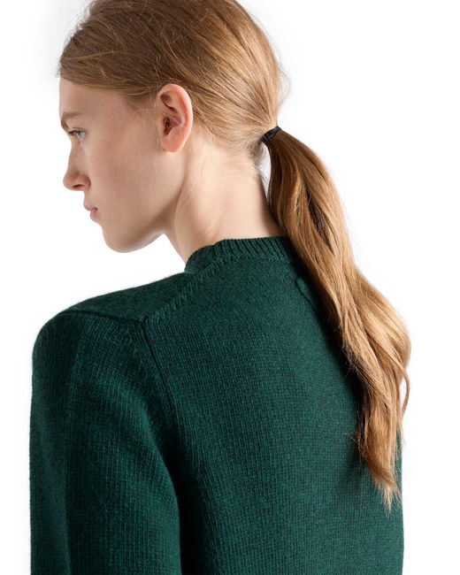 Prada Green Wool And Cashmere Crew-Neck Sweater