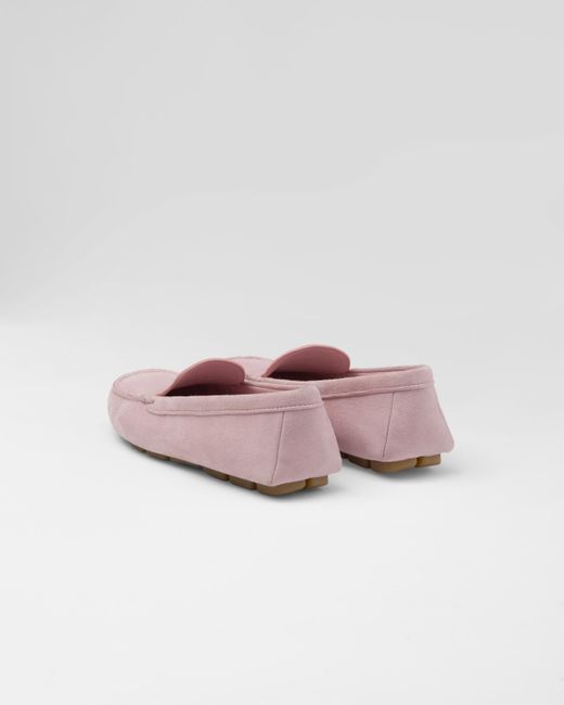 Prada Pink Suede Driving Loafers