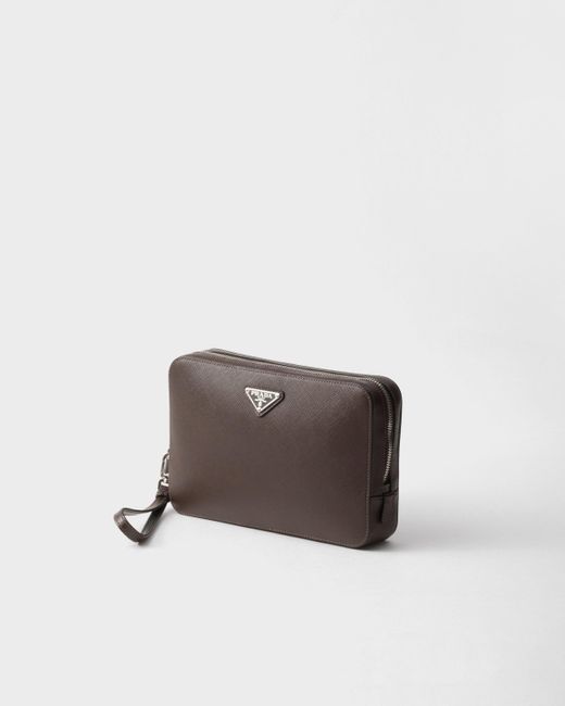 Pochette En Cuir Saffiano Prada pour homme en coloris Brown