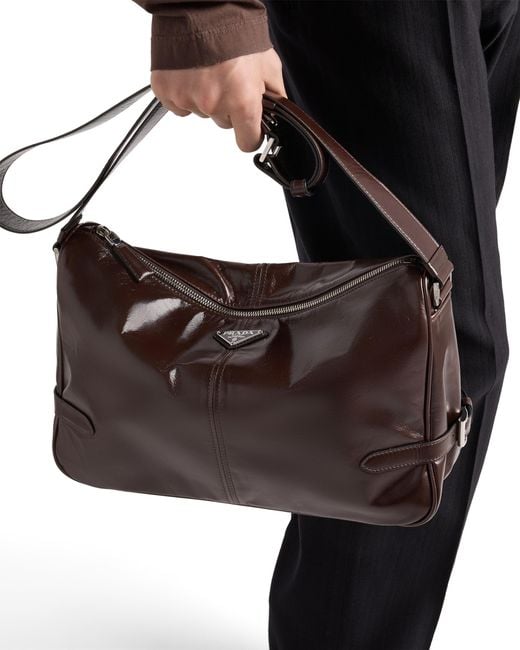 Prada Brown Leather Shoulder Bag for men