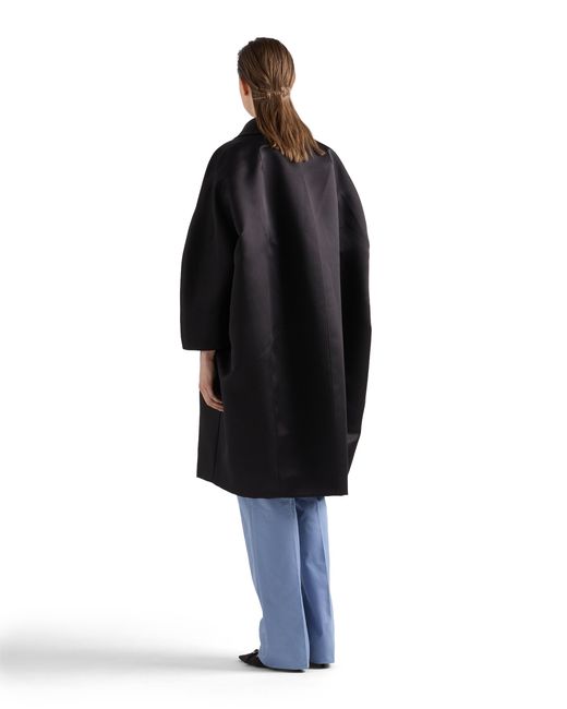 Prada Black Single-Breasted Double Satin Coat