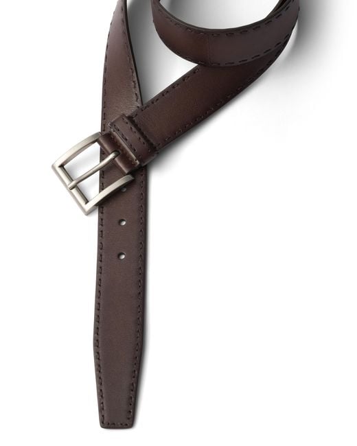 Prada Black Antiqued Leather Belt for men