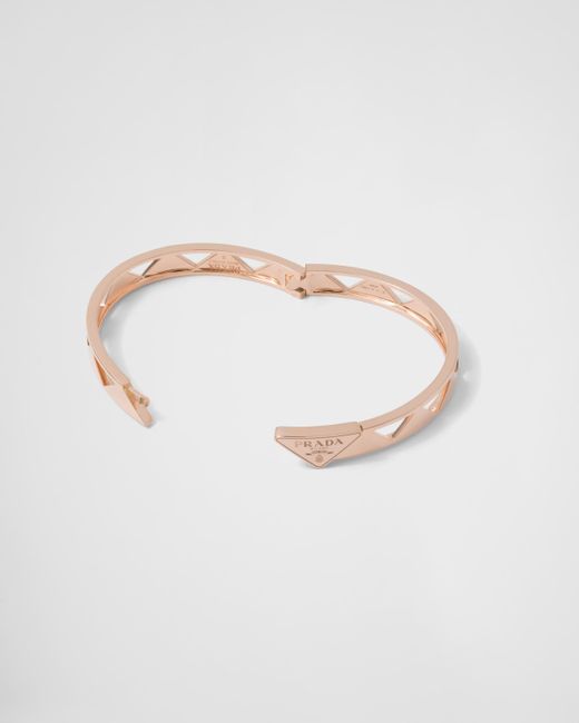 Prada White Eternal Gold Cut-out Bangle Bracelet In Pink Gold