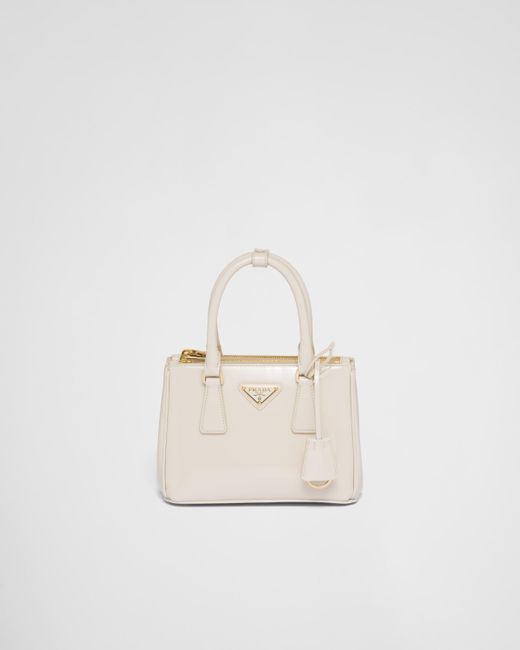 Prada White Galleria Patent Leather Mini Bag