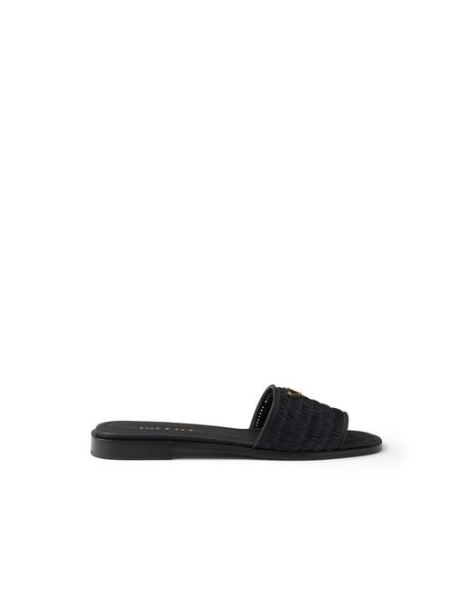Prada White Leather Slides With Crochet Details