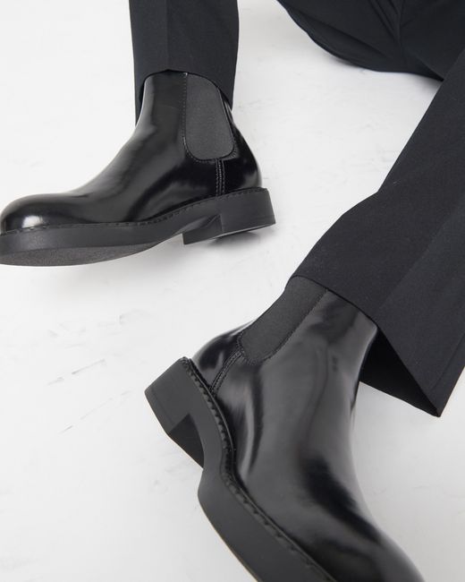 Prada Black Leather Ankle Boots for men