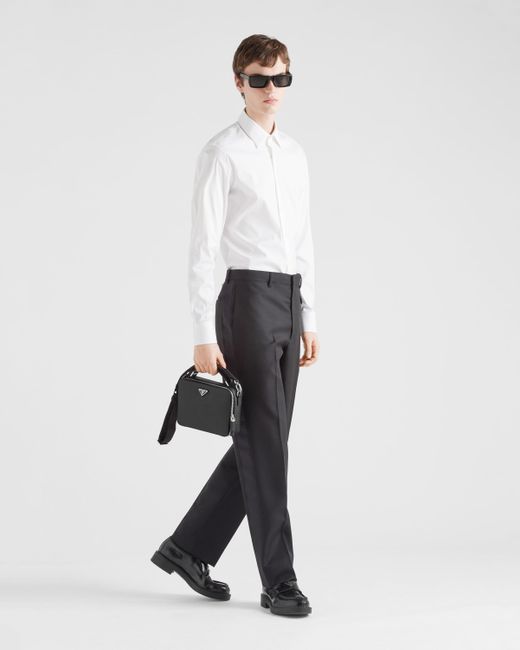 Prada White Stretch Poplin Shirt for men