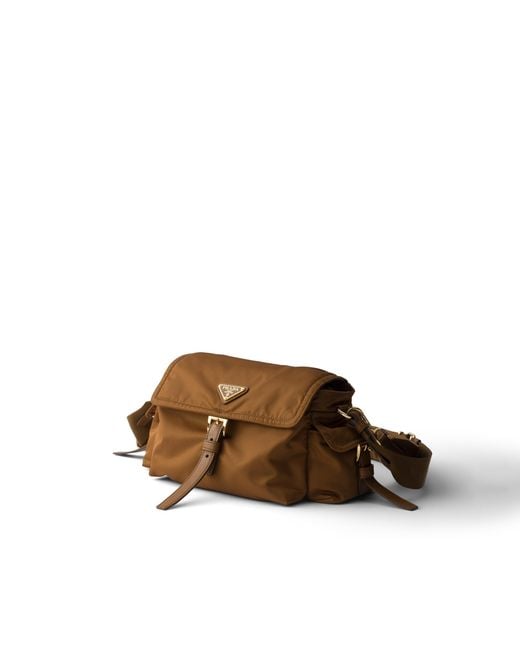 Prada Brown Explore Medium Re-Nylon Shoulder Bag With Flap