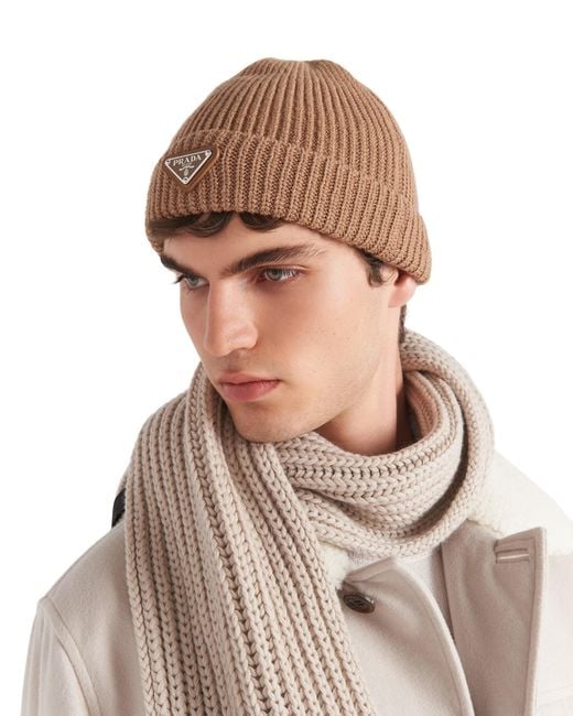 Gorro de cachemira Prada de hombre de color Brown