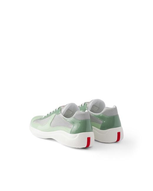 Prada Green Patent Leather And Technical Fabric America's Cup Sneakers, Size 9 for men