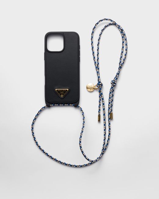 Prada White Leather Case For Iphone 16 Pro Max