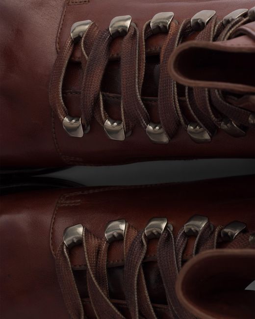 Prada Brown Leather Laced Booties, Size 5,5 for men