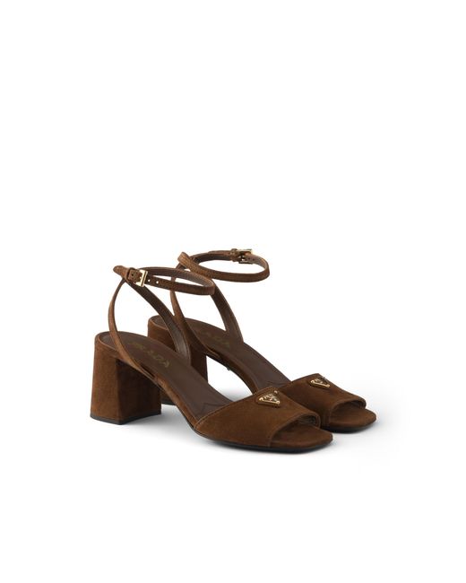 Prada Brown Suede Sandals