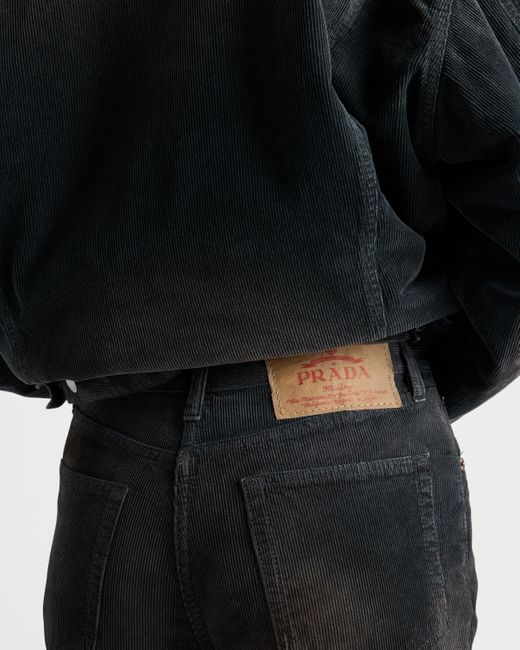 Prada Black Five-Pocket-Hose Aus Cord