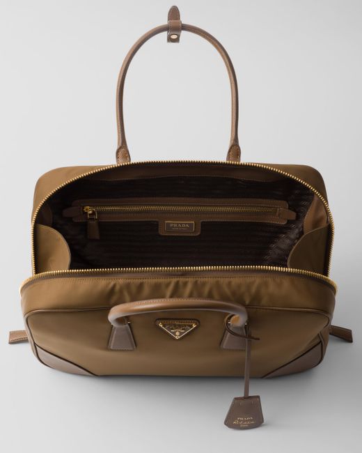 Prada Brown Re-Edition 1978 Large Re-Nylon And Saffiano Leather Two-Handle Bag