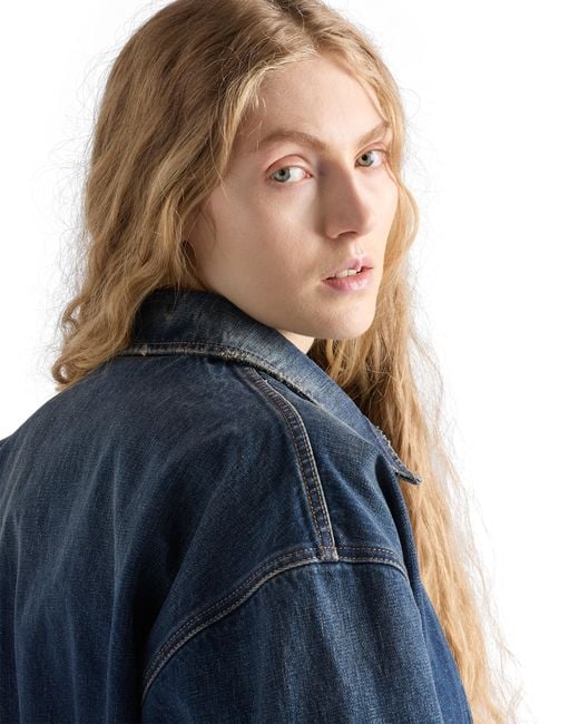 Prada Blue Washed Denim Blouson Jacket