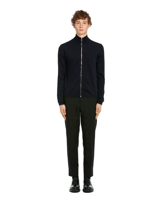 Prada Blue Wool Cardigan for men