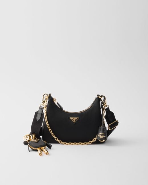 Prada Black Re-Edition 2005 Tasche Aus Re-Nylon Und Saffiano-Leder