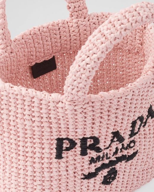 Borsa Shopping Small In Tessuto Intrecciato di Prada in Pink