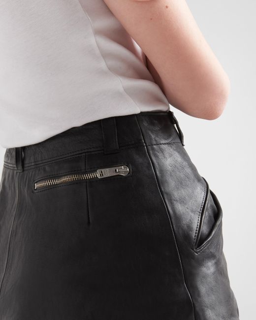 Prada Black Leather Shorts
