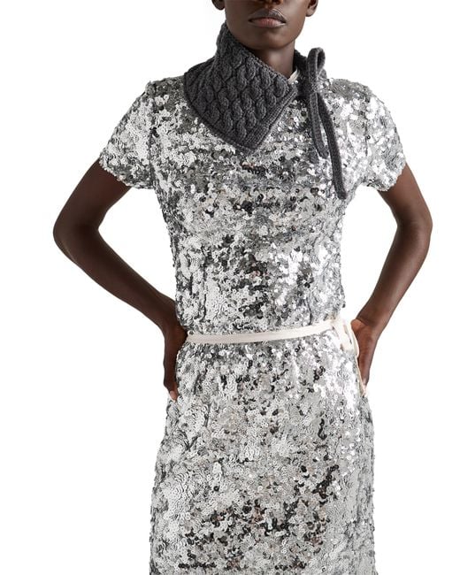 Prada Gray Embroidered Sequin Skirt