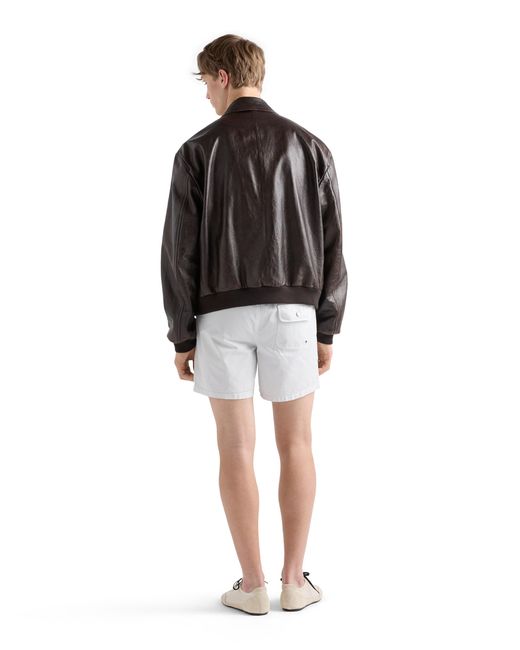 Prada Brown Nappa Leather Bomber Jacket for men