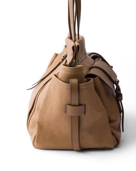Prada Brown Route Large Leather Tote Bag