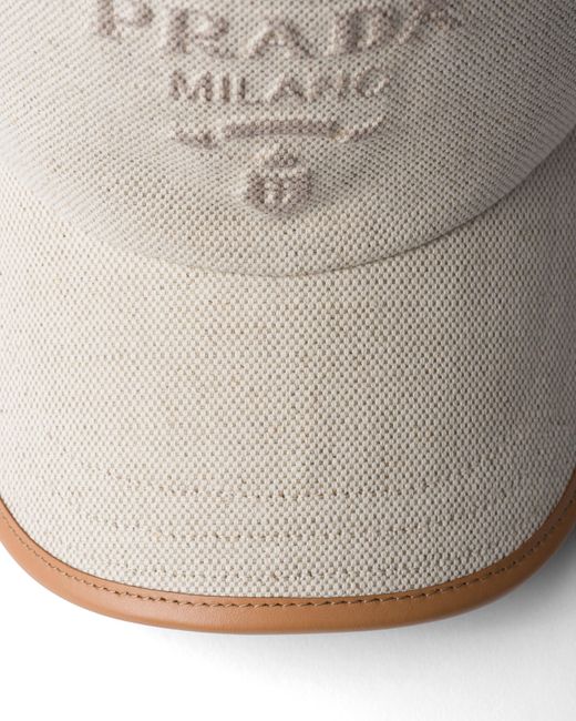 Prada White Linen Trucker Hat for men
