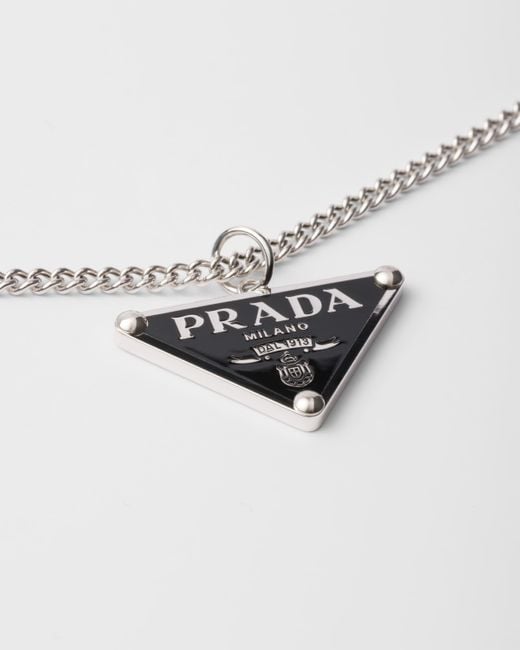 Collana Con Pendente di Prada in White da Uomo