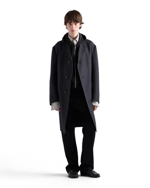 Prada Black Fleece Pants With Re-Nylon Details for men
