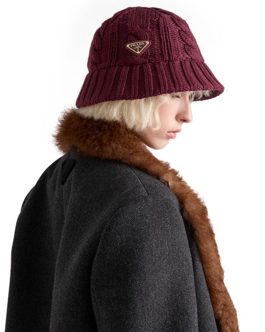 Prada Red Wool Bucket Hat