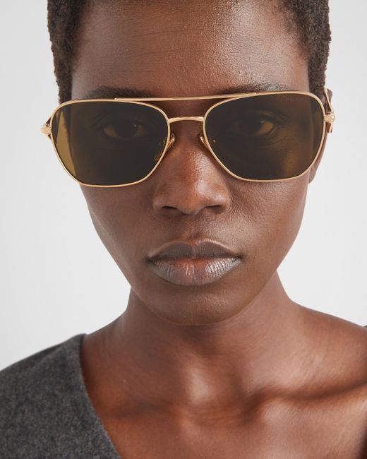 Prada Natural Sunglasses With Triangle Logo
