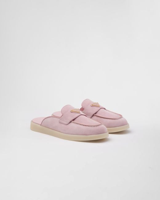 Prada Pink Suede Mules