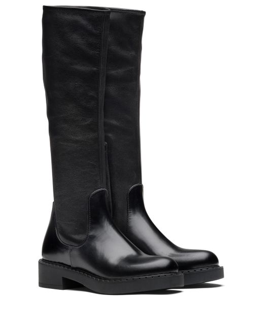 prada black leather boots