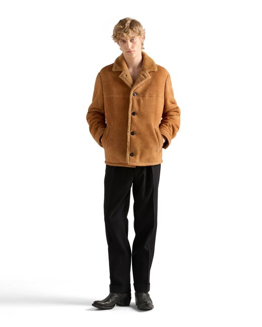 Caban En Shearling, Homme, Taille Prada pour homme en coloris Brown