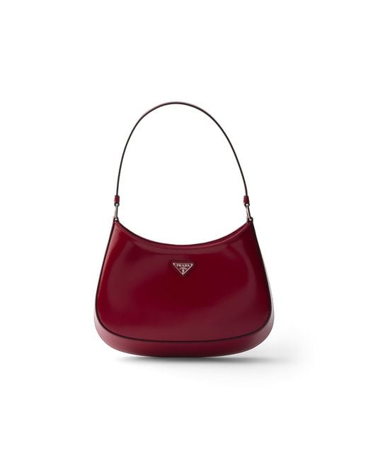 Prada Red Cleo Brushed Leather Shoulder Bag