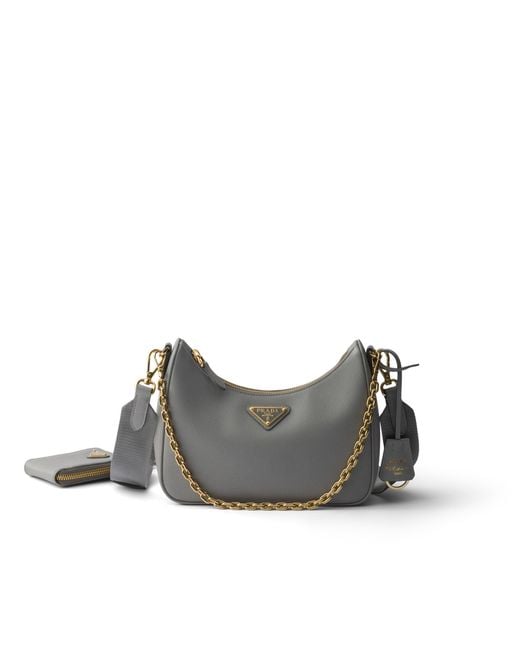 Prada Gray Re-Edition 2005 Saffiano Leather Bag, Cloudy
