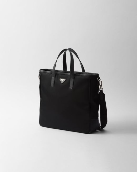 Prada Black Re-Nylon And Saffiano Leather Tote Bag for men