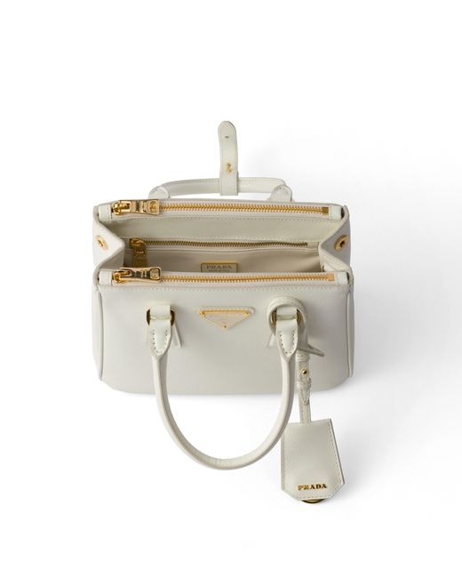 Prada White Galleria Mini Patent Saffiano Bag