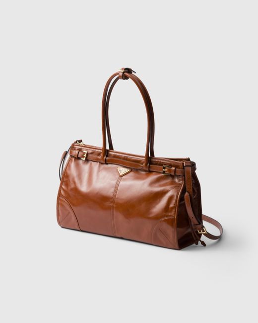 Prada Brown Bonnie Large Leather Handbag