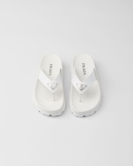 Prada White Rubber Thong Sandals