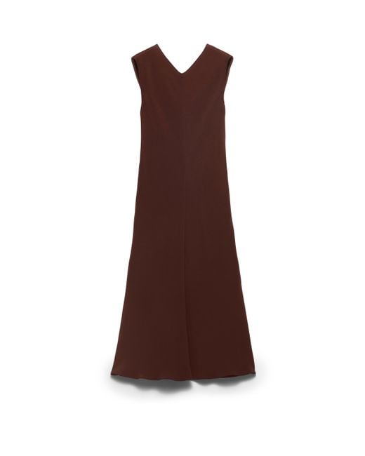 Prada Brown Satin Crepe Midi-Dress