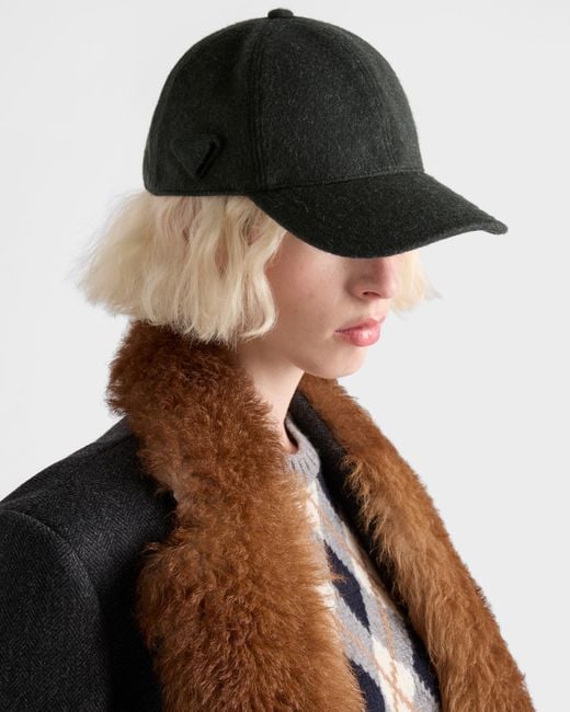 Prada White Loden Fabric Baseball Cap