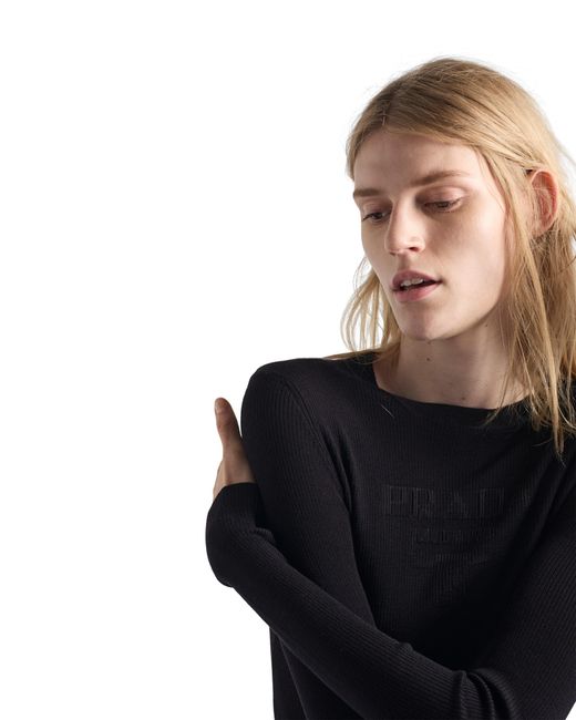 Prada Blue Superfine Wool Crew-Neck Sweater