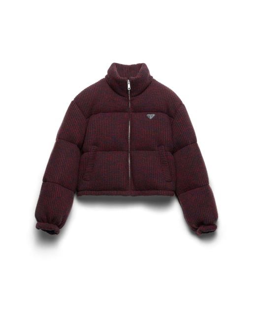 Chaqueta Corta De Plumón, Lana Y Cachemir, Mujer, Talla Prada de color Red
