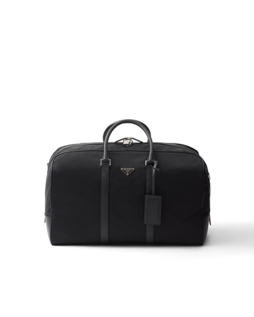 Prada Black Re-Nylon And Saffiano Leather Duffel Bag