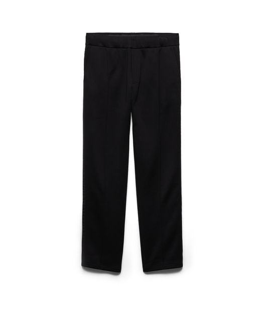 Prada Black Cotton Fleece Pants With Re-Nylon Details for men