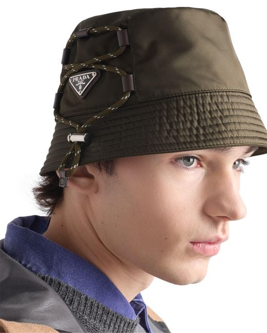 Prada White Speedrock Re-Nylon Bucket Hat for men