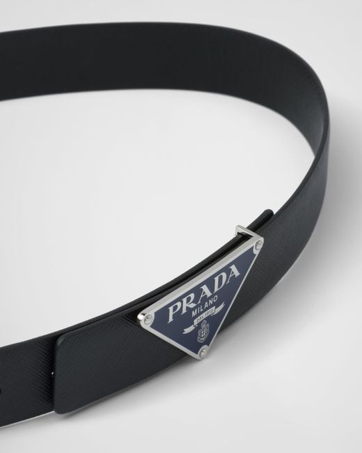Prada Blue Enameled-Metal Belt Buckle for men